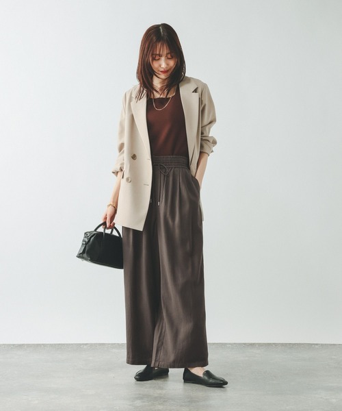 GLOBAL WORK（グローバルワーク）の「フレンチリネンワイドパンツ/600996（その他パンツ・レディース・ホワイト系その他/ブラウン/スミクロ/ベージュ系その他・MEDIUM/SMALL/LARGE）」の14枚目の写真