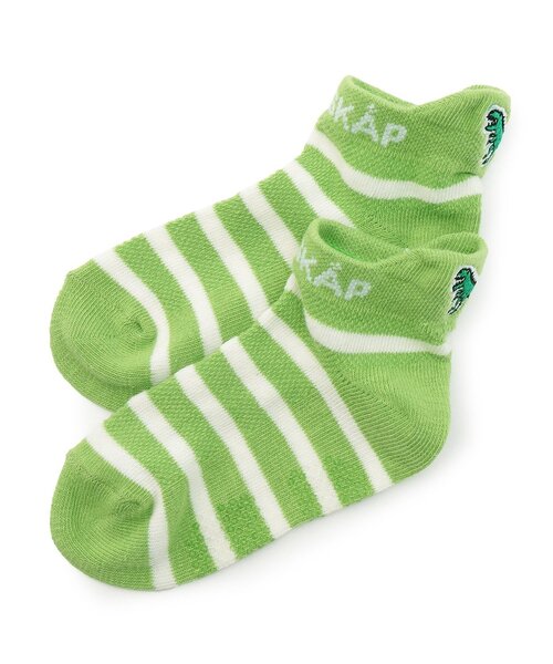 kladskap（クレードスコープ）の「恐竜刺しゅうボーダースニーカーインソックス（ソックス/靴下・キッズ・ネイビー/黄緑系/オレンジ・11-13cm/L(18-20cm)/M(16-18cm)/S(13-15cm)）」の2枚目の写真