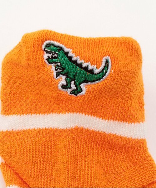 kladskap（クレードスコープ）の「恐竜刺しゅうボーダースニーカーインソックス（ソックス/靴下・キッズ・ネイビー/黄緑系/オレンジ・11-13cm/L(18-20cm)/M(16-18cm)/S(13-15cm)）」の6枚目の写真