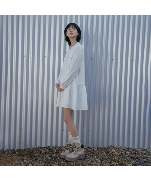 LAP（ラップ）の「レースフリルピンタックミニワンピースAS1WO263（ワンピース・レディース・ホワイト・FREE）」の5枚目の写真