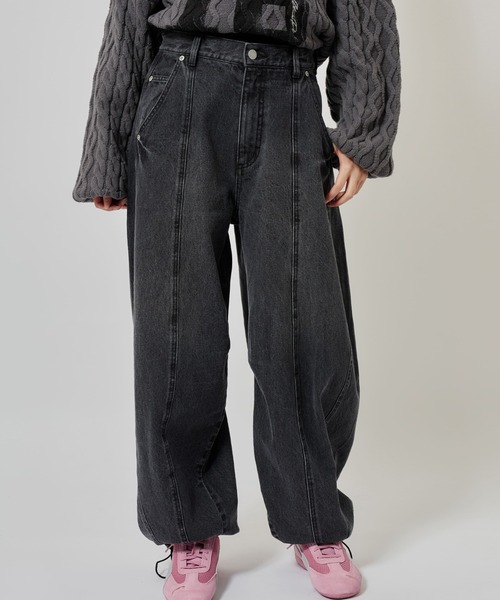 atmos pink（アトモスピンク）の「atmos pink Curve Denim Pants / アトモス ピンク カーブ デニム パンツ（デニムパンツ・レディース・ブルー/ブラック・M/S）」の2枚目の写真