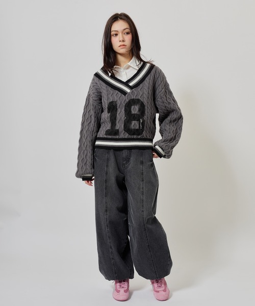 atmos pink（アトモスピンク）の「atmos pink Curve Denim Pants / アトモス ピンク カーブ デニム パンツ（デニムパンツ・レディース・ブルー/ブラック・M/S）」の20枚目の写真