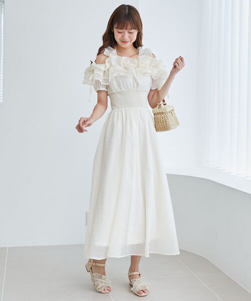 MAJESTIC LEGON(マジェスティックレゴン)の「ミルフィーユフリルコルセットワンピース(ワンピース・レディース・アイボリー/ブラック/ホワイト系その他2・MEDIUM/SMALL/X-SMALL/LARGE)」の5枚目の写真