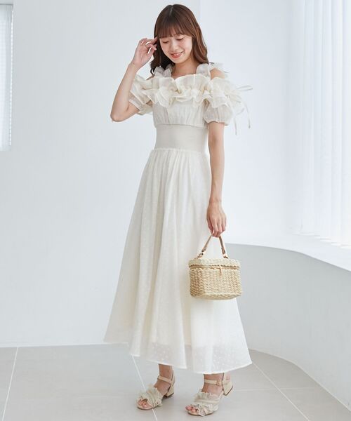 MAJESTIC LEGON(マジェスティックレゴン)の「ミルフィーユフリルコルセットワンピース(ワンピース・レディース・アイボリー/ブラック/ホワイト系その他2・MEDIUM/SMALL/X-SMALL/LARGE)」の6枚目の写真