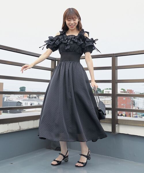MAJESTIC LEGON(マジェスティックレゴン)の「ミルフィーユフリルコルセットワンピース(ワンピース・レディース・アイボリー/ブラック/ホワイト系その他2・MEDIUM/SMALL/X-SMALL/LARGE)」の21枚目の写真