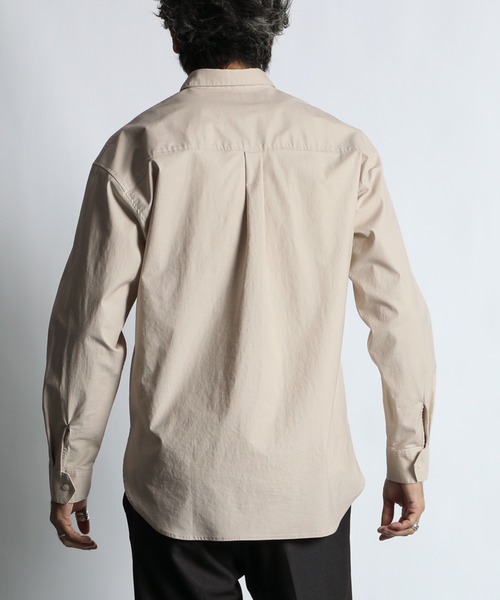 The DUFFER of ST.GEORGE(ザダファーオブセントジョージ)の「SHORT COLLAR PO SHIRT:バックサテン ショートカラー プルオーバーシャツ(シャツ/ブラウス・メンズ・オフホワイト/チャコールグレー/ライトブルー・X-LARGE/LARGE/MEDIUM/SMALL)」の11枚目の写真