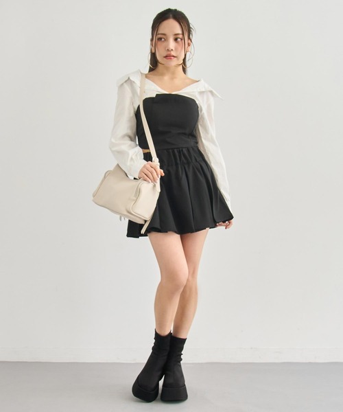 ANAP(アナップ)の「シンプル サイドポケット ショルダーバッグ(ショルダーバッグ・レディース・ホワイト/ブラック・F)」の7枚目の写真