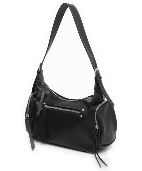 ANAP(アナップ)の「シンプル サイドポケット ショルダーバッグ(ショルダーバッグ・レディース・ホワイト/ブラック・F)」の3枚目の写真