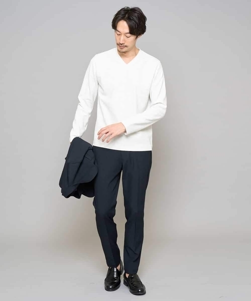 a.v.v(アーヴェヴェ)の「【イージーケア/洗濯機で洗える/ストレッチ】グレンチェックストレッチスマートスラックス(その他パンツ・メンズ・ネイビー・48/50/46)」の13枚目の写真