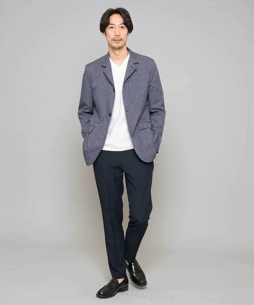 a.v.v(アーヴェヴェ)の「【イージーケア/洗濯機で洗える/ストレッチ】グレンチェックストレッチスマートスラックス(その他パンツ・メンズ・ネイビー・48/50/46)」の18枚目の写真