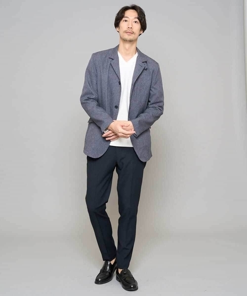 a.v.v(アーヴェヴェ)の「【イージーケア/洗濯機で洗える/ストレッチ】グレンチェックストレッチスマートスラックス(その他パンツ・メンズ・ネイビー・48/50/46)」の21枚目の写真