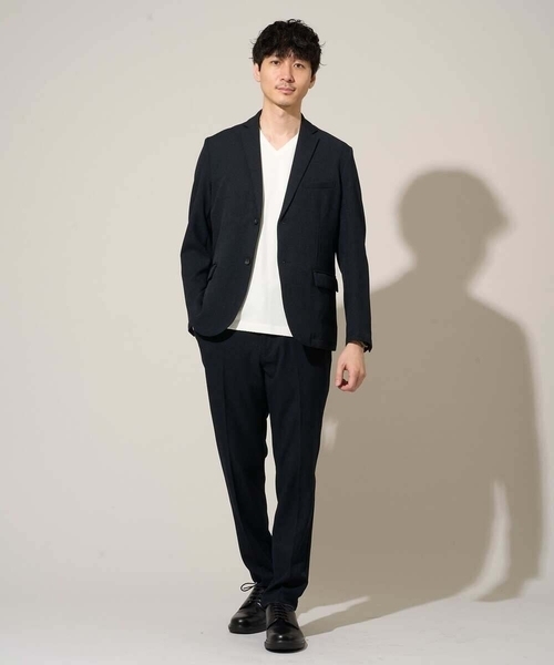 a.v.v(アーヴェヴェ)の「【イージーケア/洗濯機で洗える/ストレッチ】グレンチェックストレッチスマートスラックス(その他パンツ・メンズ・ネイビー・48/50/46)」の10枚目の写真