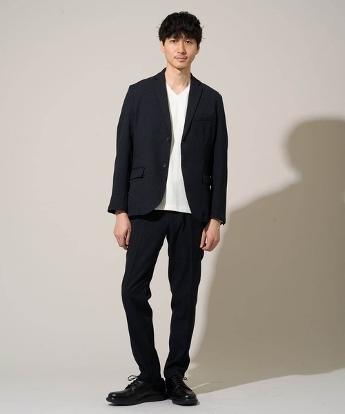 a.v.v(アーヴェヴェ)の「【イージーケア/洗濯機で洗える/ストレッチ】グレンチェックストレッチスマートスラックス(その他パンツ・メンズ・ネイビー・48/50/46)」の11枚目の写真