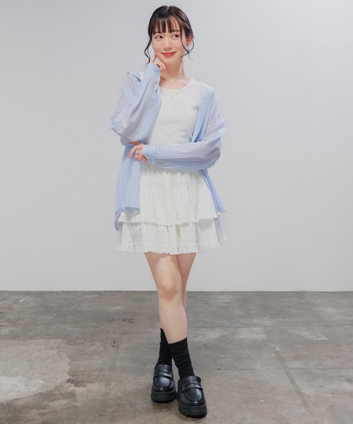 Honeys（ハニーズ）の「【ＵＶカット】ヘンリーネックタンク（タンクトップ・レディース・ブラウン/レッド/オートミール/アイボリー/ブラック・L/M/S）」の11枚目の写真