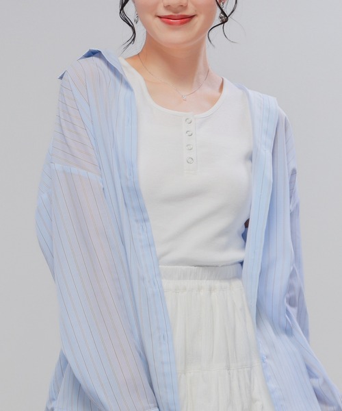 Honeys（ハニーズ）の「【ＵＶカット】ヘンリーネックタンク（タンクトップ・レディース・ブラウン/レッド/オートミール/アイボリー/ブラック・L/M/S）」の13枚目の写真