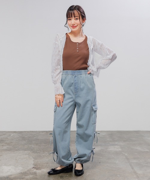 Honeys（ハニーズ）の「【ＵＶカット】ヘンリーネックタンク（タンクトップ・レディース・ブラウン/レッド/オートミール/アイボリー/ブラック・L/M/S）」の19枚目の写真