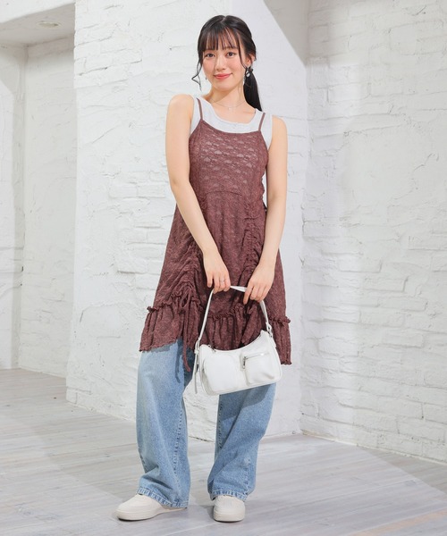 Honeys（ハニーズ）の「【ＵＶカット】ヘンリーネックタンク（タンクトップ・レディース・ブラウン/レッド/オートミール/アイボリー/ブラック・L/M/S）」の22枚目の写真