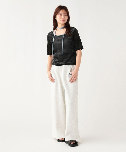 BEAMS HEART(ビームスハート)の「【7/16値下げ】チョーカー付き シアー ベロア Tシャツ(セットアイテム)(Tシャツ/カットソー・レディース・ホワイト系その他5/ブラウン/チャコールグレー・FREE)」の9枚目の写真