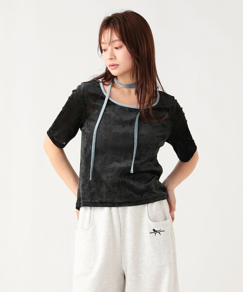 BEAMS HEART(ビームスハート)の「【7/16値下げ】チョーカー付き シアー ベロア Tシャツ(セットアイテム)(Tシャツ/カットソー・レディース・ホワイト系その他5/ブラウン/チャコールグレー・FREE)」の10枚目の写真