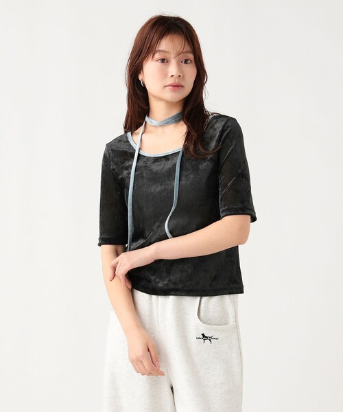 BEAMS HEART(ビームスハート)の「【7/16値下げ】チョーカー付き シアー ベロア Tシャツ(セットアイテム)(Tシャツ/カットソー・レディース・ホワイト系その他5/ブラウン/チャコールグレー・FREE)」の11枚目の写真