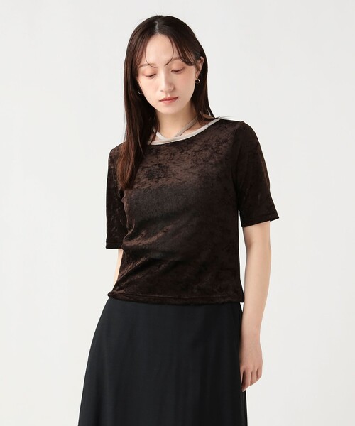 BEAMS HEART(ビームスハート)の「【7/16値下げ】チョーカー付き シアー ベロア Tシャツ(セットアイテム)(Tシャツ/カットソー・レディース・ホワイト系その他5/ブラウン/チャコールグレー・FREE)」の14枚目の写真