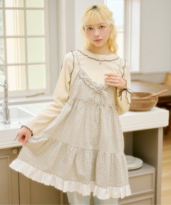 新品タグ付き♡ミストレアス♡バレエコアぺプラムキャミソール♡オフホワイト セール】【ZOZO限定】チェックペプラムキャミ／check peplum cami