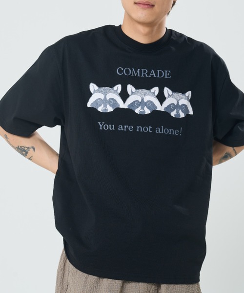 go slow caravan(ゴースローキャラバン)の「フェイスアニマル柄TEE(M1)(Tシャツ/カットソー・メンズ・ブラック系3/ブラック系1/グレー系1/キナリ/オートミール/グレー系3/グレー系2/ホワイト系2/ホワイト系1/ナチュラル/ホワイト系3/ブラック系2・MEDIUM/X-LARGE/LARGE)」の7枚目の写真
