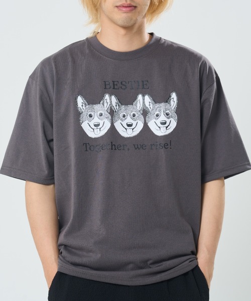 go slow caravan(ゴースローキャラバン)の「フェイスアニマル柄TEE(M1)(Tシャツ/カットソー・メンズ・ブラック系3/ブラック系1/グレー系1/キナリ/オートミール/グレー系3/グレー系2/ホワイト系2/ホワイト系1/ナチュラル/ホワイト系3/ブラック系2・MEDIUM/X-LARGE/LARGE)」の9枚目の写真