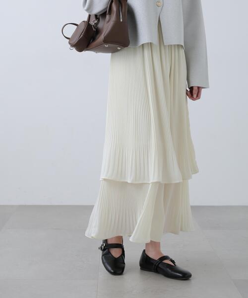 FREE'S MART（フリーズマート）の「消しプリーツティアードスカート（スカート・レディース・ホワイト/グレー/ブラック・MEDIUM/X-SMALL/SMALL）」の2枚目の写真