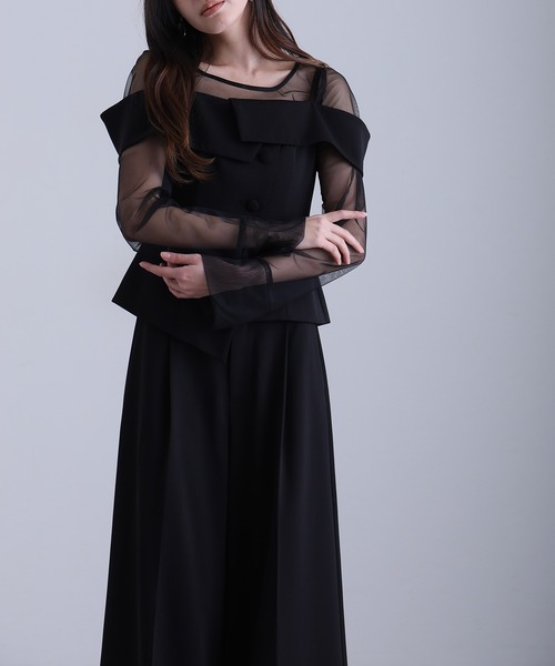 atlo(アトロ)の「オフショルダートップスワイドパンツセット ミモレ丈&ノースリーブ フォーマル セレモニー 結婚式 二次会 パンツドレス オケージョンドレス お呼ばれ 同窓会 成人式 (パンツドレス・レディース・ライトブラウン/チャコール/ブラック・L/M)」の8枚目の写真
