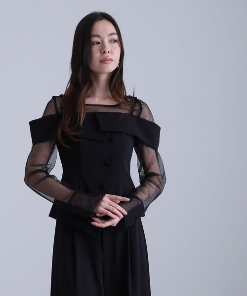 atlo(アトロ)の「オフショルダートップスワイドパンツセット ミモレ丈&ノースリーブ フォーマル セレモニー 結婚式 二次会 パンツドレス オケージョンドレス お呼ばれ 同窓会 成人式 (パンツドレス・レディース・ライトブラウン/チャコール/ブラック・L/M)」の14枚目の写真