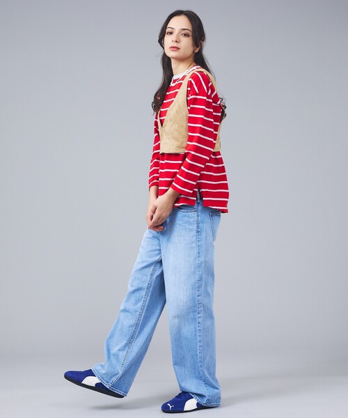 Rouge vif la cle（ルージュヴィフラクレ）の「【Le Melange/ル・メランジュ】マルチボーダーTee/8分袖/クルーネックTee【WEB限定】（Tシャツ/カットソー・レディース・レッド/サックスブルー・フリー）」の3枚目の写真