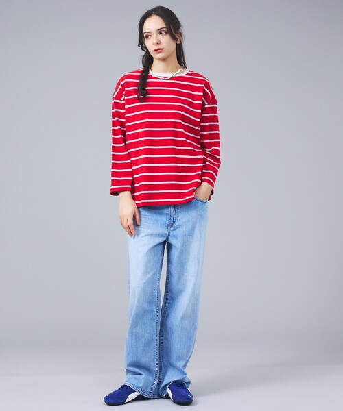 Rouge vif la cle（ルージュヴィフラクレ）の「【Le Melange/ル・メランジュ】マルチボーダーTee/8分袖/クルーネックTee【WEB限定】（Tシャツ/カットソー・レディース・レッド/サックスブルー・フリー）」の4枚目の写真