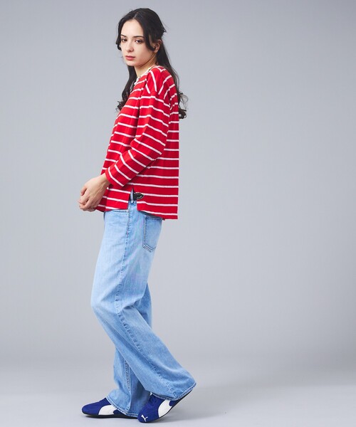 Rouge vif la cle（ルージュヴィフラクレ）の「【Le Melange/ル・メランジュ】マルチボーダーTee/8分袖/クルーネックTee【WEB限定】（Tシャツ/カットソー・レディース・レッド/サックスブルー・フリー）」の5枚目の写真