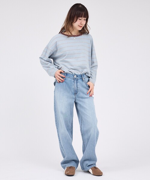 Rouge vif la cle（ルージュヴィフラクレ）の「【Le Melange/ル・メランジュ】マルチボーダーTee/8分袖/クルーネックTee【WEB限定】（Tシャツ/カットソー・レディース・レッド/サックスブルー・フリー）」の8枚目の写真