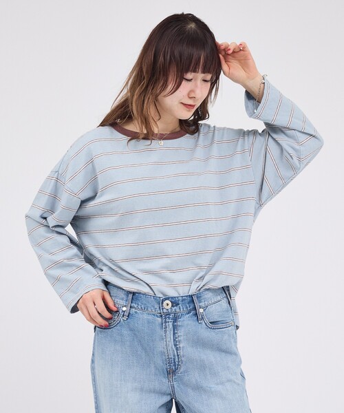 Rouge vif la cle（ルージュヴィフラクレ）の「【Le Melange/ル・メランジュ】マルチボーダーTee/8分袖/クルーネックTee【WEB限定】（Tシャツ/カットソー・レディース・レッド/サックスブルー・フリー）」の11枚目の写真