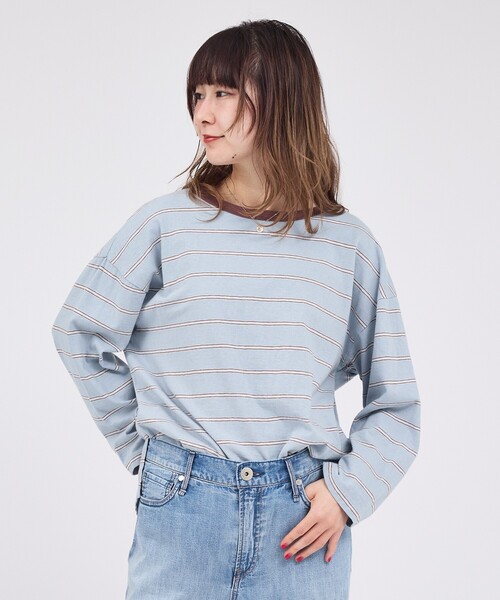 Rouge vif la cle（ルージュヴィフラクレ）の「【Le Melange/ル・メランジュ】マルチボーダーTee/8分袖/クルーネックTee【WEB限定】（Tシャツ/カットソー・レディース・レッド/サックスブルー・フリー）」の12枚目の写真