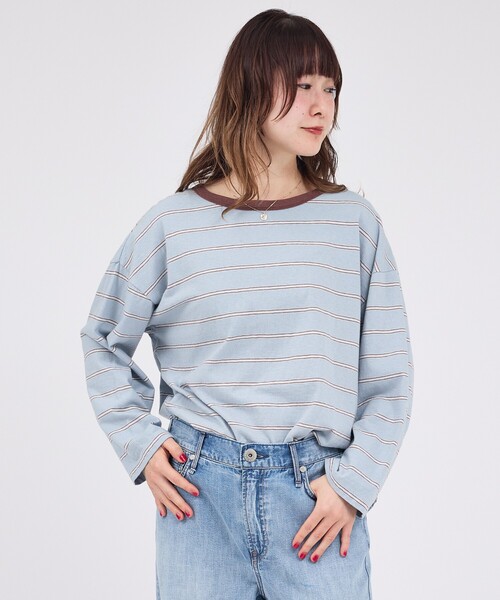Rouge vif la cle（ルージュヴィフラクレ）の「【Le Melange/ル・メランジュ】マルチボーダーTee/8分袖/クルーネックTee【WEB限定】（Tシャツ/カットソー・レディース・レッド/サックスブルー・フリー）」の13枚目の写真