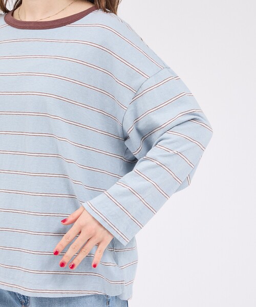 Rouge vif la cle（ルージュヴィフラクレ）の「【Le Melange/ル・メランジュ】マルチボーダーTee/8分袖/クルーネックTee【WEB限定】（Tシャツ/カットソー・レディース・レッド/サックスブルー・フリー）」の16枚目の写真