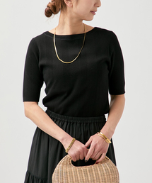 VERMEIL par iena | ランダムRIB ボートネック ハーフスリーブ プルオーバー(ニット/セーター)