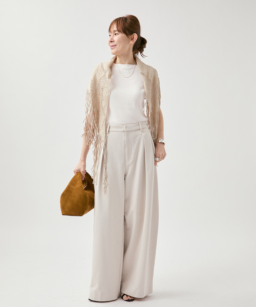 VERMEIL par iena（ヴェルメイユパーイエナ）の「ランダムRIB ボートネック ハーフスリーブ プルオーバー（ニット/セーター・レディース・ブラック/グリーン/ホワイト・FREE）」の10枚目の写真