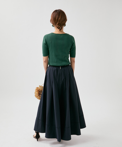 VERMEIL par iena（ヴェルメイユパーイエナ）の「ランダムRIB ボートネック ハーフスリーブ プルオーバー（ニット/セーター・レディース・ブラック/グリーン/ホワイト・FREE）」の16枚目の写真