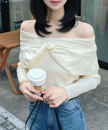 CHARME BY MICOLA（シャルムバイミコラ）の「フロントリボンオフショルダートップス（Tシャツ/カットソー）」