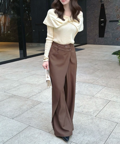CHARME BY MICOLA（シャルムバイミコラ）の「フロントリボンオフショルダートップス（Tシャツ/カットソー・レディース・ブラック/アイボリー/ピンク・LARGE/MEDIUM）」の13枚目の写真