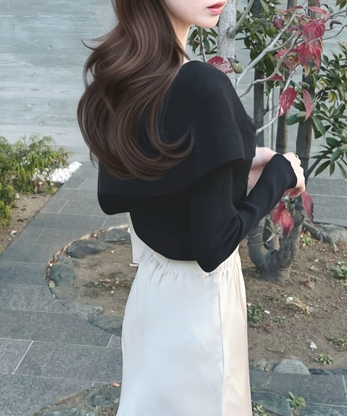 CHARME BY MICOLA（シャルムバイミコラ）の「フロントリボンオフショルダートップス（Tシャツ/カットソー・レディース・ブラック/アイボリー/ピンク・LARGE/MEDIUM）」の8枚目の写真