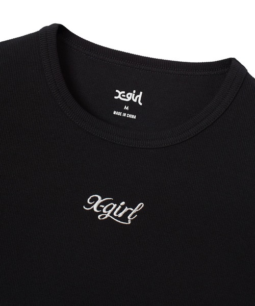 X-girl（エックスガール）の「ONE POINT LOGO S/S BABY TEE（Tシャツ/カットソー・レディース・ブラック/ホワイト/ピンク/ライトパープル・S/M）」の9枚目の写真