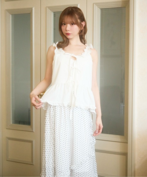 TITTY&CO.（ティティーアンドコー）の「リボンフリルキャミトップス