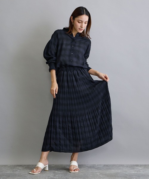 NICOLE white（ニコルホワイト）の「【セットアップ対応】チェックシャツ（シャツ/ブラウス・レディース・ネイビー/オフホワイト・FREE）」の13枚目の写真