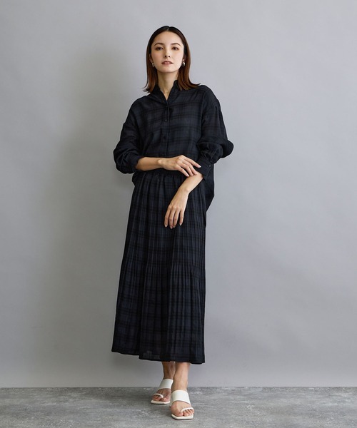 NICOLE white（ニコルホワイト）の「【セットアップ対応】チェックシャツ（シャツ/ブラウス・レディース・ネイビー/オフホワイト・FREE）」の14枚目の写真