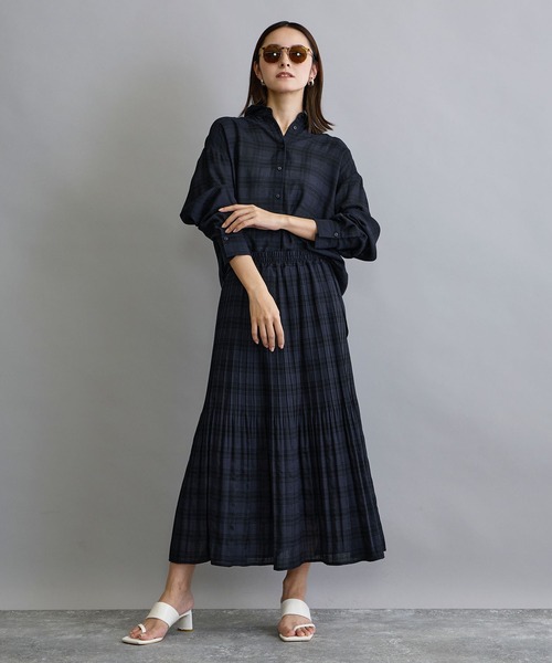 NICOLE white（ニコルホワイト）の「【セットアップ対応】チェックシャツ（シャツ/ブラウス・レディース・ネイビー/オフホワイト・FREE）」の15枚目の写真